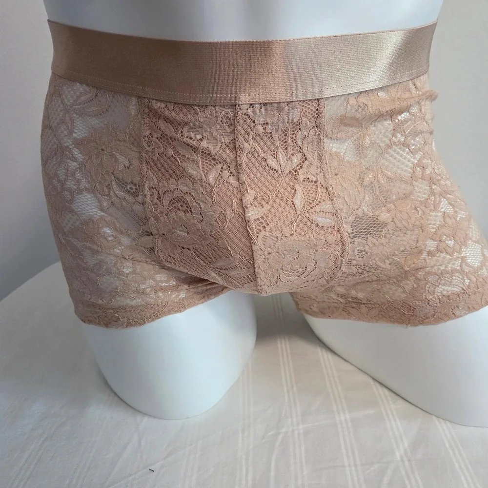 Cosabella‎ Never Say Never Mens Lace Boxer Brief Nude Rose Tan Floral Underwear